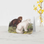 Carte Illustration du renard arctique (Vulpes lagopus) (Fleur jaune)