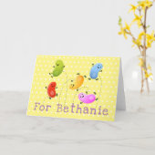 Carte Illustration du saut de caricature de jellybeans m (Fleur jaune)