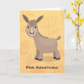 Carte Illustration d'un âne miniature joyeux (Fleur jaune)
