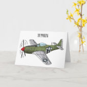 Carte Illustration d'un avion militaire (Fleur jaune)