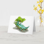 Carte Illustration D'Un Bain De Soleil Iguanodon. (Fleur jaune)