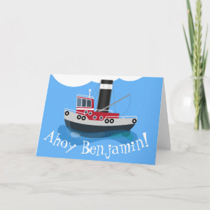Carte Illustration d'un bateau à chalutier mignon