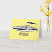 Carte Illustration d'un bateau à moteur (Fleur jaune)