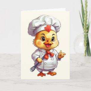 Carte Illustration d'un bébé poulet chef Cuillère Plate