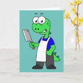 Carte Illustration D'Un Boucher Rex Tyrannosaurus. (Fleur jaune)