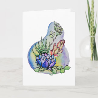 Carte Illustration d'un bouquet de succulentes à l'aquar