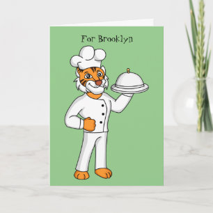 Carte Illustration d'un chef tigre drôle et mignon