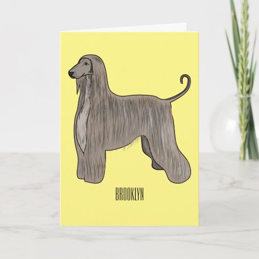 Carte Illustration d'un chien hound afghan (Devant)