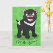 Carte Illustration d'un diable de Tasmanie affamé (Fleur jaune)