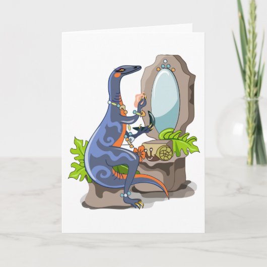 Carte Illustration D'Un Iguanodon Mettant Sur Le Maquill (Devant)