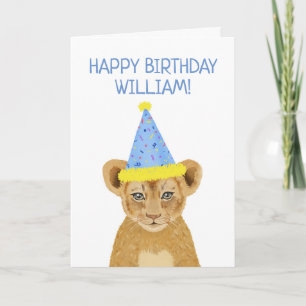 Carte Illustration d'un joli anniversaire de Lion Cub