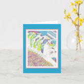 Carte Illustration d'un joli chat blanc (Fleur jaune)