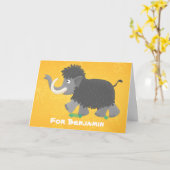 Carte Illustration d'un mammouth laineux mou (Fleur jaune)