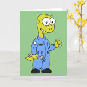 Carte Illustration D'Un Mécanique Brontosaurus. (Fleur jaune)