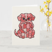 Carte Illustration d'un mignon chien en patchwork avec u (Fleur jaune)