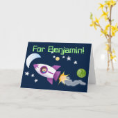 Carte Illustration d'un mignon garçon dans un vaisseau-f (Fleur jaune)