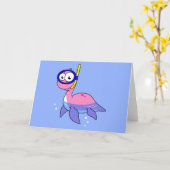 Carte Illustration D'Un Monstre De Loch Ness De Snorkeli (Fleur jaune)