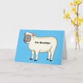 Carte Illustration d'un mouton joyeux (Fleur jaune)