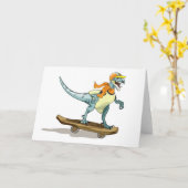 Carte Illustration D'Un Raptor Skateboard. (Fleur jaune)