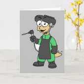 Carte Illustration D'Un Soudeur De Stegosaurus. (Fleur jaune)