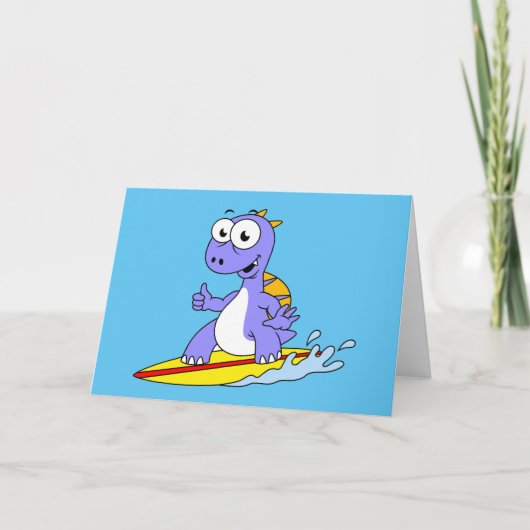 Carte Illustration D'Un Spinosaure De Surf. (Devant)