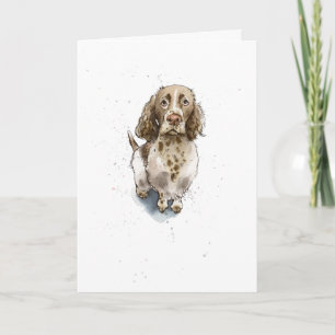 Carte Illustration d'un Springer Spaniel marron Annivers