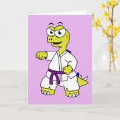 Carte Illustration D'Un Stégosaurus Pratiquant Le Karaté (Fleur jaune)