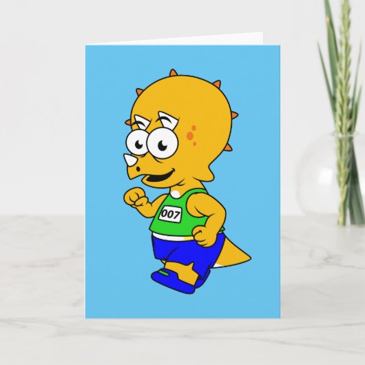Carte Illustration D'Un Tricératops Runner. (Devant)