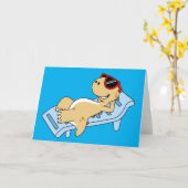 Carte Illustration D'Un Tyrannosaurus Rex Bain De Soleil (Fleur jaune)