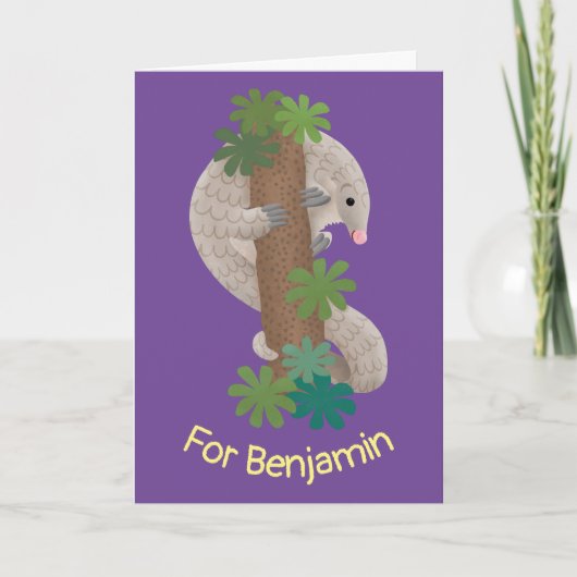 Carte Illustration d'une anteure de pangolin mignonne (Devant)