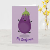 Carte Illustration d'une caricature d'aubergine d'auberg (Fleur jaune)