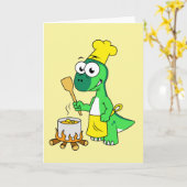 Carte Illustration D'Une Cuisine De Parasaurolophus Dino (Fleur jaune)