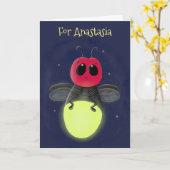 Carte Illustration d'une luciole à éclair mignon (Fleur jaune)