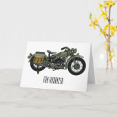 Carte Illustration d'une moto de croiseur militaire (Fleur jaune)