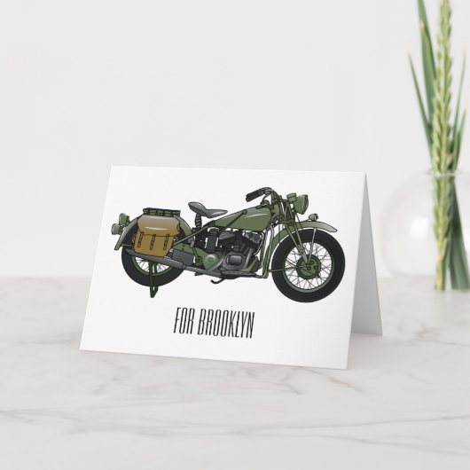 Carte Illustration d'une moto de croiseur militaire (Devant)