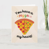 Carte Illustration d'une pizza mignonne d'anniversaire (Devant)