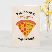 Carte Illustration d'une pizza mignonne d'anniversaire (Fleur jaune)