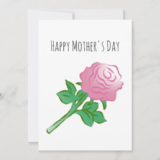 Carte Illustration d'une rose rose (Devant)