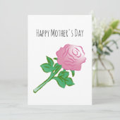 Carte Illustration d'une rose rose (Debout devant)