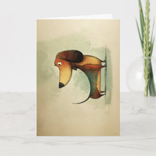 Carte Illustration fantaisiste de teckel mignon