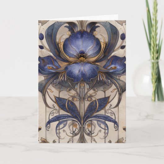 Carte Illustration Fleur Type Iris Whimsical Bonjour (Devant)