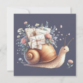 Carte Illustration Floral Pastel du mignon Snail Mail (Devant)