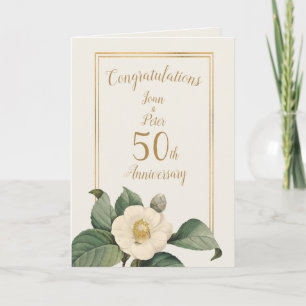 Carte Illustration florale blanche simple Anniversaire