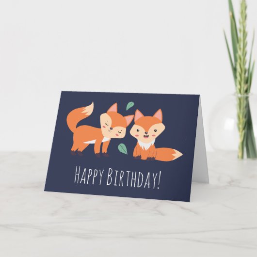 Carte Illustration graphique des renards orange mignons  (Devant)
