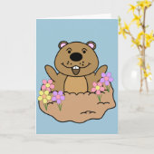 Carte Illustration Groundhog avec des fleurs (Fleur jaune)