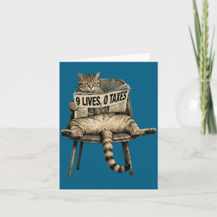 Carte Illustration humoristique de chat qui vit les impô
