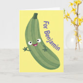Carte Illustration humoristique joyeuse de Cute zucchini (Fleur jaune)