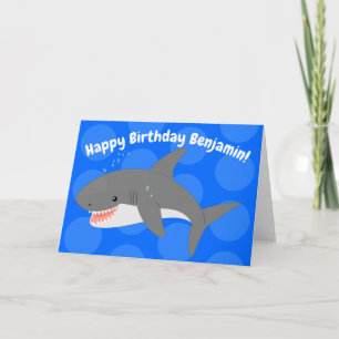Carte Illustration joyeuse du grand requin blanc