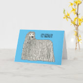 Carte Illustration Komondor pour chien (Fleur jaune)
