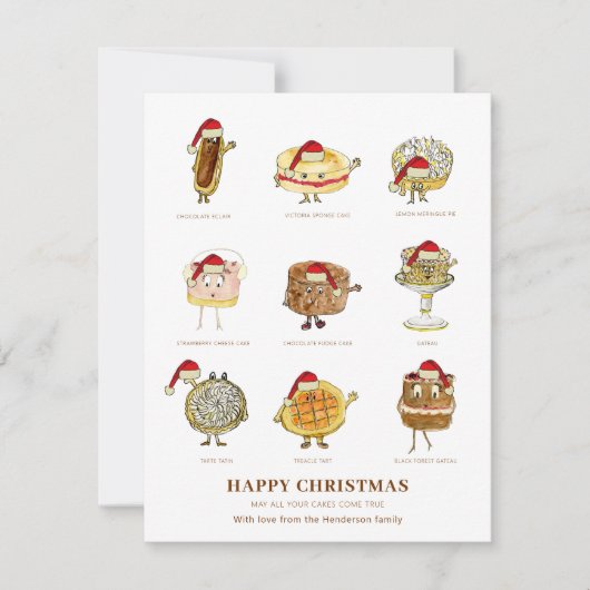 Carte Illustration mignonne de Noël de cuisson de gâteau (Devant)